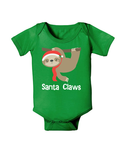 Cute Christmas Sloth - Santa Claws Baby Romper Bodysuit Dark by TooLoud-Baby Romper-TooLoud-Clover-Green-06-Months-Davson Sales