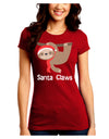 Cute Christmas Sloth - Santa Claws Juniors Crew Dark T-Shirt by TooLoud-T-Shirts Juniors Tops-TooLoud-Red-Juniors Fitted Small-Davson Sales