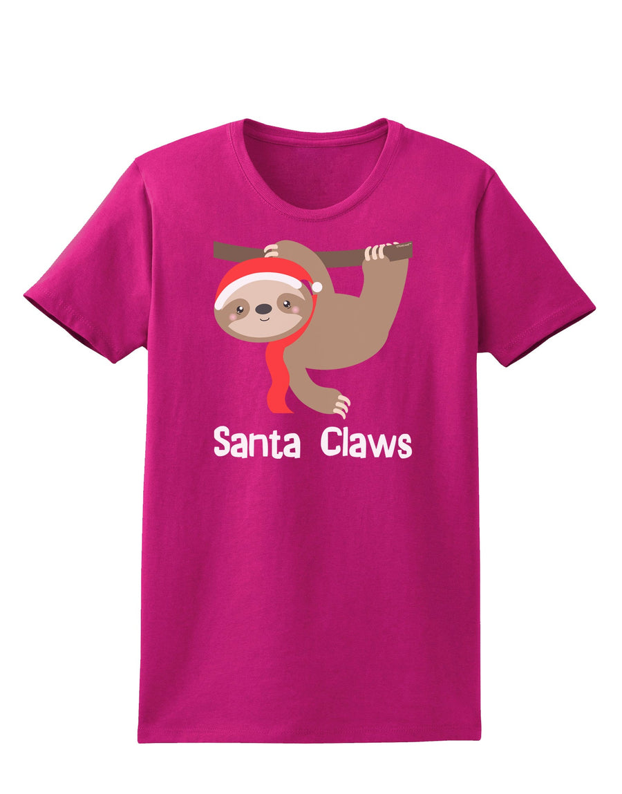 Cute Christmas Sloth - Santa Claws Womens Dark T-Shirt by TooLoud-Womens T-Shirt-TooLoud-Black-X-Small-Davson Sales