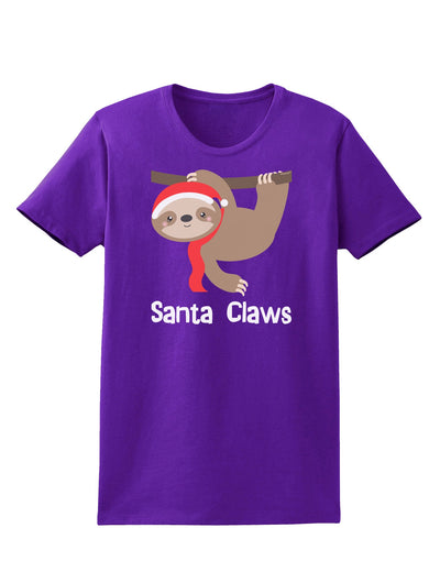 Cute Christmas Sloth - Santa Claws Womens Dark T-Shirt by TooLoud-Womens T-Shirt-TooLoud-Purple-X-Small-Davson Sales