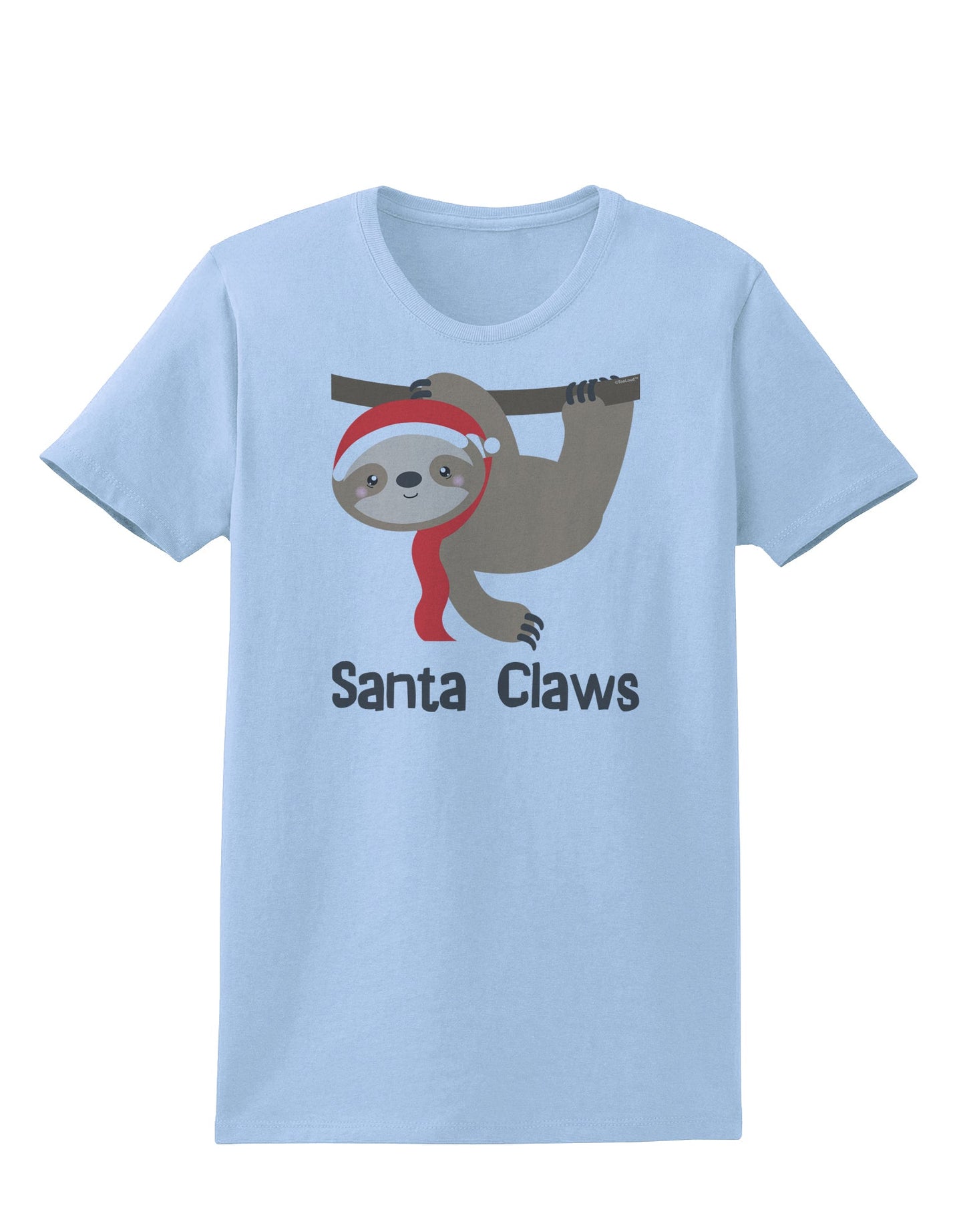 Cute Christmas Sloth - Santa Claws Womens T-Shirt by TooLoud-Womens T-Shirt-TooLoud-Light-Blue-X-Small-Davson Sales