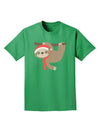 Cute Christmas Sloth with Santa Hat Adult Dark T-Shirt-Mens T-Shirt-TooLoud-Kelly-Green-Small-Davson Sales