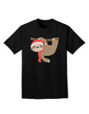 Cute Christmas Sloth with Santa Hat Adult Dark T-Shirt-Mens T-Shirt-TooLoud-Black-Small-Davson Sales