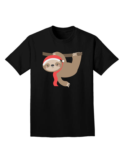 Cute Christmas Sloth with Santa Hat Adult Dark T-Shirt-Mens T-Shirt-TooLoud-Black-Small-Davson Sales