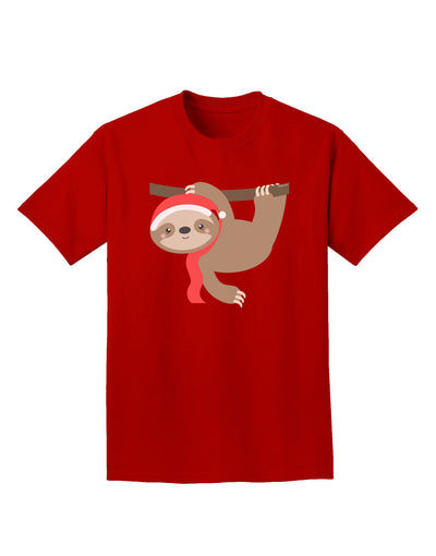 Cute Christmas Sloth with Santa Hat Adult Dark T-Shirt-Mens T-Shirt-TooLoud-Red-Small-Davson Sales