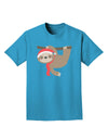 Cute Christmas Sloth with Santa Hat Adult Dark T-Shirt-Mens T-Shirt-TooLoud-Turquoise-Small-Davson Sales