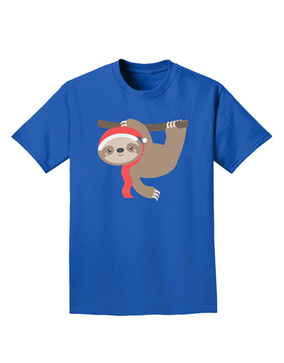 Cute Christmas Sloth with Santa Hat Adult Dark T-Shirt-Mens T-Shirt-TooLoud-Royal-Blue-Small-Davson Sales