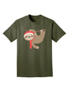 Cute Christmas Sloth with Santa Hat Adult Dark T-Shirt-Mens T-Shirt-TooLoud-Military-Green-Small-Davson Sales