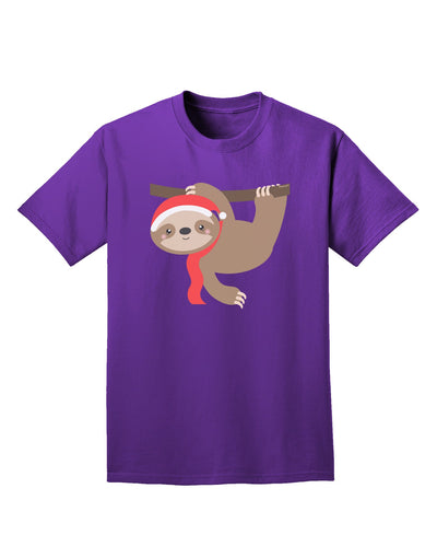 Cute Christmas Sloth with Santa Hat Adult Dark T-Shirt-Mens T-Shirt-TooLoud-Purple-Small-Davson Sales