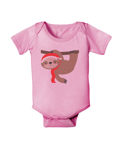 Cute Christmas Sloth with Santa Hat Baby Romper Bodysuit-Baby Romper-TooLoud-Light-Pink-06-Months-Davson Sales