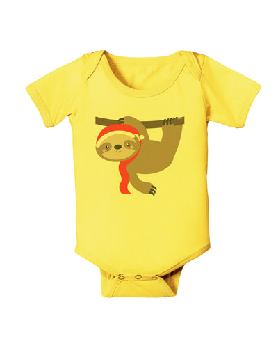 Cute Christmas Sloth with Santa Hat Baby Romper Bodysuit-Baby Romper-TooLoud-Yellow-06-Months-Davson Sales