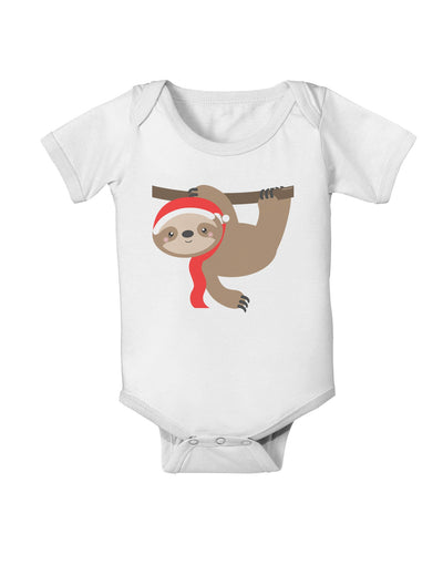 Cute Christmas Sloth with Santa Hat Baby Romper Bodysuit-Baby Romper-TooLoud-White-06-Months-Davson Sales