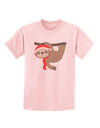 Cute Christmas Sloth with Santa Hat Childrens T-Shirt-Childrens T-Shirt-TooLoud-PalePink-X-Small-Davson Sales