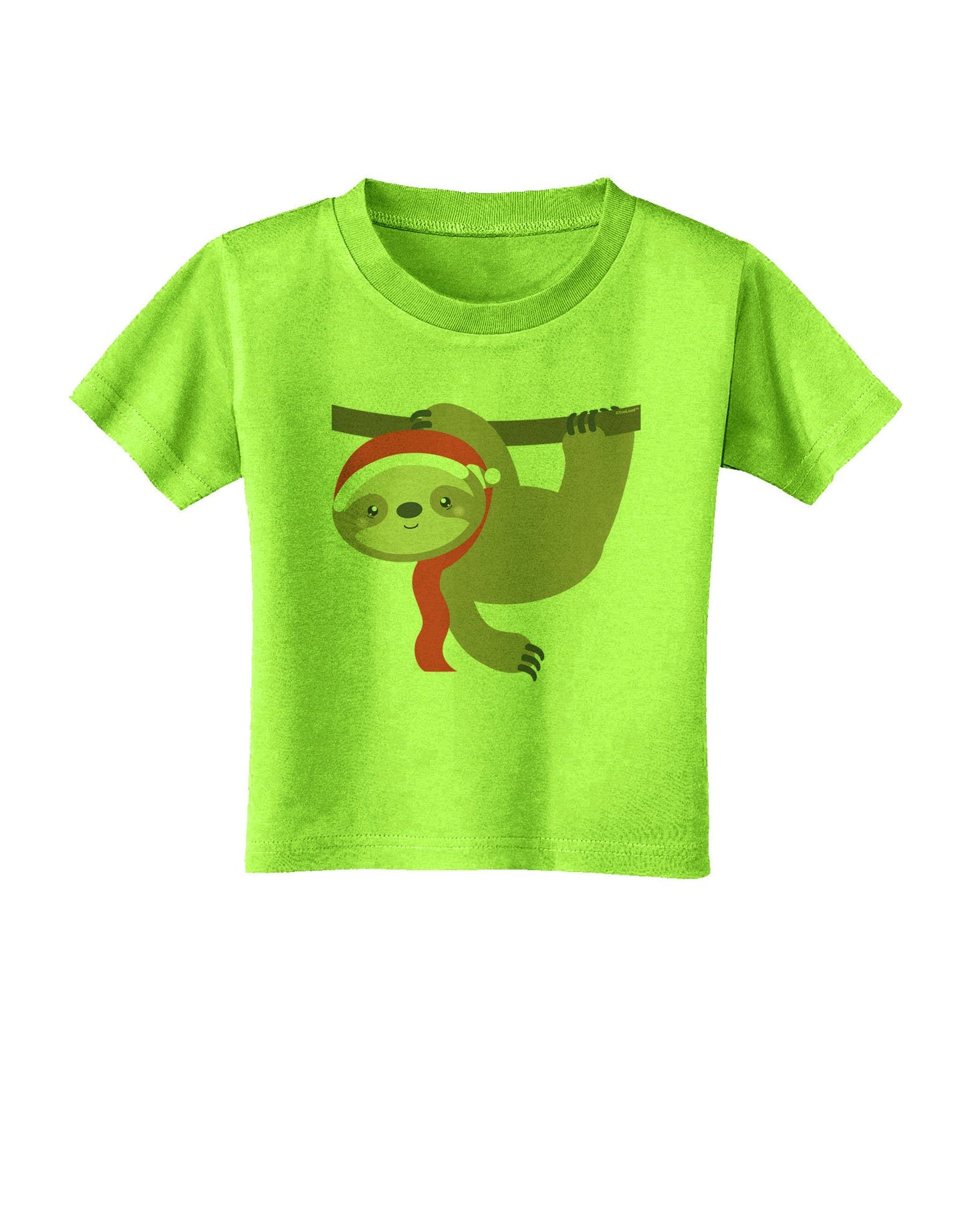 Cute Christmas Sloth with Santa Hat Toddler T-Shirt-Toddler T-Shirt-TooLoud-Lime-Green-2T-Davson Sales