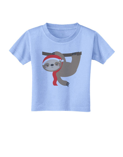 Cute Christmas Sloth with Santa Hat Toddler T-Shirt-Toddler T-Shirt-TooLoud-Aquatic-Blue-2T-Davson Sales