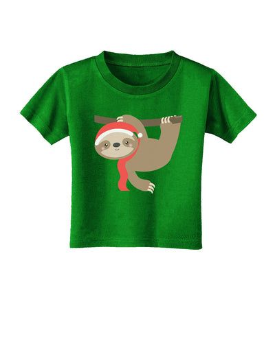 Cute Christmas Sloth with Santa Hat Toddler T-Shirt Dark-Toddler T-Shirt-TooLoud-Royal-Blue-2T-Davson Sales