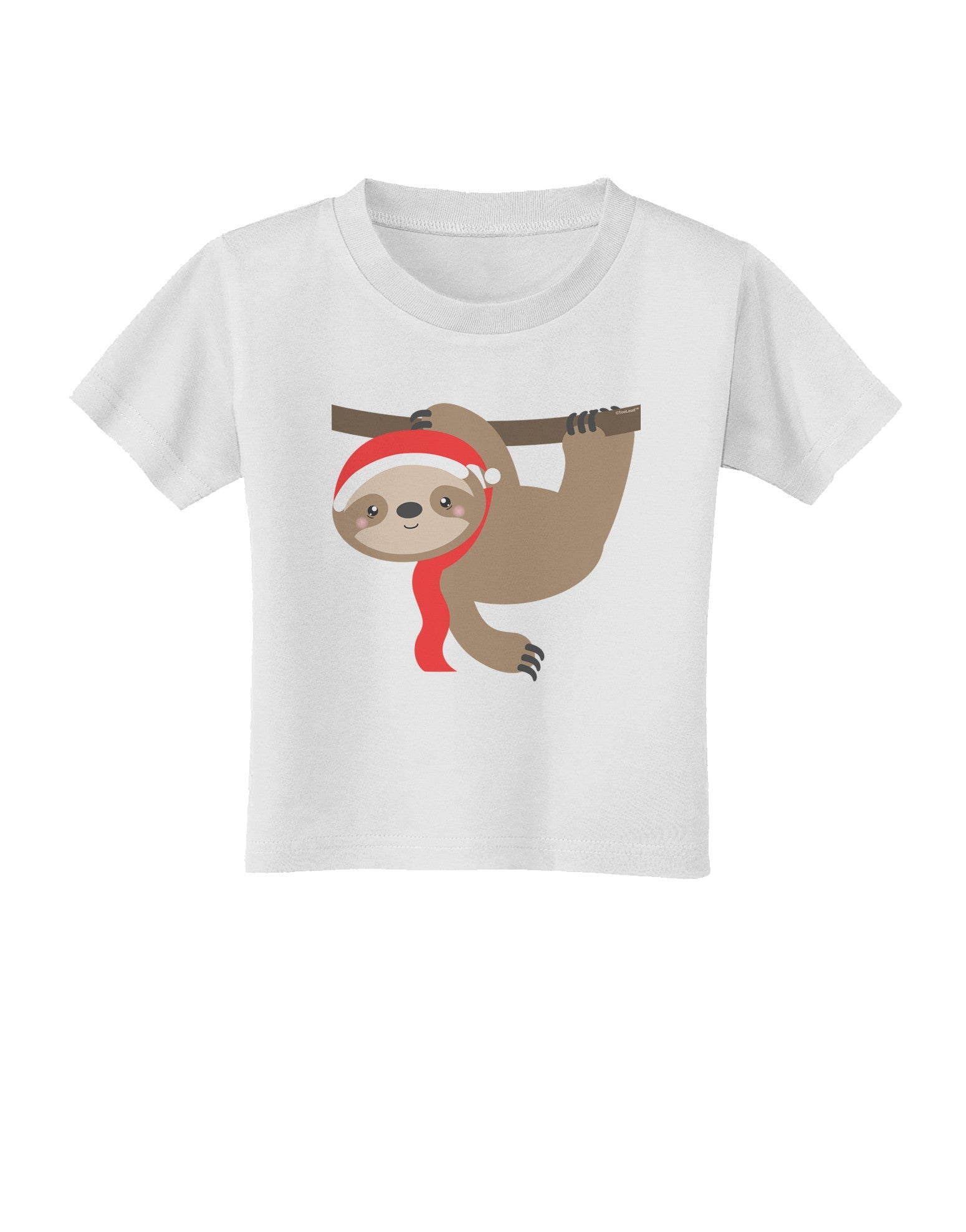 Cute Christmas Sloth with Santa Hat Toddler T-Shirt-Toddler T-Shirt-TooLoud-White-2T-Davson Sales