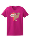 Cute Christmas Sloth with Santa Hat Womens Dark T-Shirt-TooLoud-Hot-Pink-Small-Davson Sales