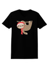 Cute Christmas Sloth with Santa Hat Womens Dark T-Shirt-TooLoud-Black-X-Small-Davson Sales