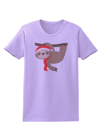 Cute Christmas Sloth with Santa Hat Womens T-Shirt-Womens T-Shirt-TooLoud-Lavender-X-Small-Davson Sales
