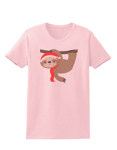 Cute Christmas Sloth with Santa Hat Womens T-Shirt-Womens T-Shirt-TooLoud-PalePink-X-Small-Davson Sales