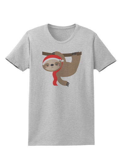 Cute Christmas Sloth with Santa Hat Womens T-Shirt-Womens T-Shirt-TooLoud-AshGray-X-Small-Davson Sales