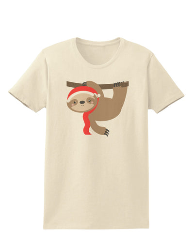 Cute Christmas Sloth with Santa Hat Womens T-Shirt-Womens T-Shirt-TooLoud-Natural-X-Small-Davson Sales