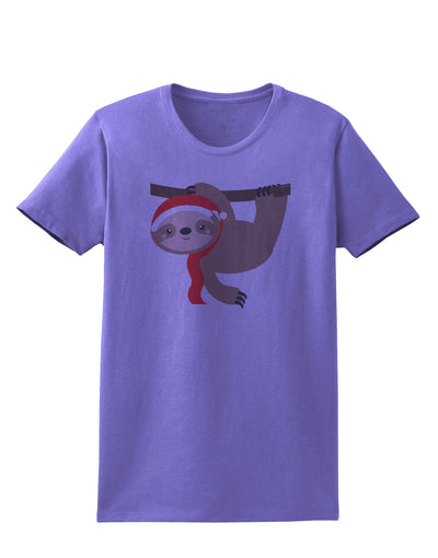 Cute Christmas Sloth with Santa Hat Womens T-Shirt-Womens T-Shirt-TooLoud-Violet-X-Small-Davson Sales