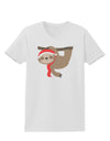 Cute Christmas Sloth with Santa Hat Womens T-Shirt-Womens T-Shirt-TooLoud-White-X-Small-Davson Sales