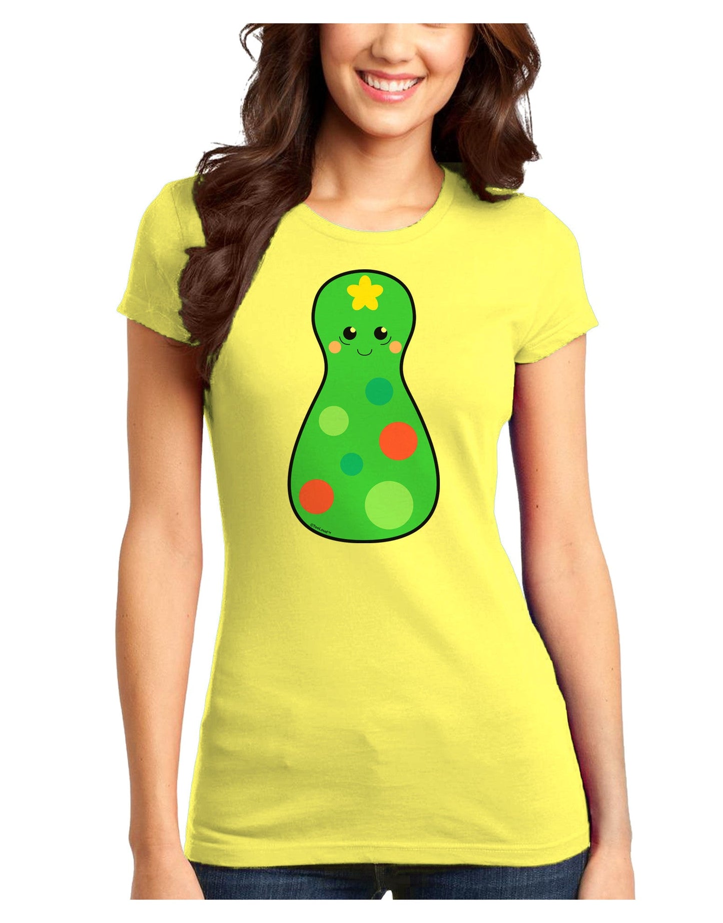 Cute Christmas Tree Matryoshka Nesting Doll Juniors T-Shirt-Womens Juniors T-Shirt-TooLoud-Yellow-Juniors Fitted XS-Davson Sales