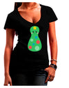 Cute Christmas Tree Matryoshka Nesting Doll Juniors V-Neck Dark T-Shirt-Womens V-Neck T-Shirts-TooLoud-Black-Juniors Fitted Small-Davson Sales