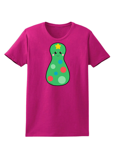 Cute Christmas Tree Matryoshka Nesting Doll Womens Dark T-Shirt-TooLoud-Hot-Pink-Small-Davson Sales