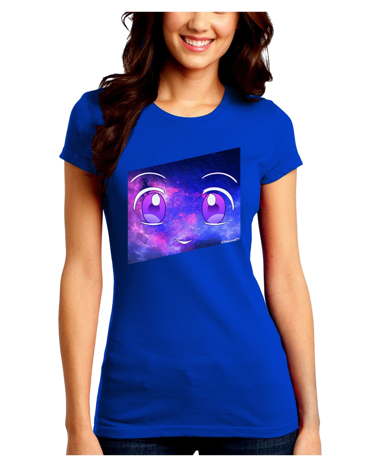 Cute Cosmic Eyes Juniors Petite Crew Dark T-Shirt-T-Shirts Juniors Tops-TooLoud-Royal-Blue-Juniors Fitted Small-Davson Sales