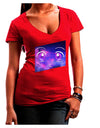 Cute Cosmic Eyes Womens V-Neck Dark T-Shirt-Womens V-Neck T-Shirts-TooLoud-Red-Juniors Fitted Small-Davson Sales