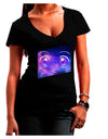 Cute Cosmic Eyes Womens V-Neck Dark T-Shirt-Womens V-Neck T-Shirts-TooLoud-Black-Juniors Fitted Small-Davson Sales