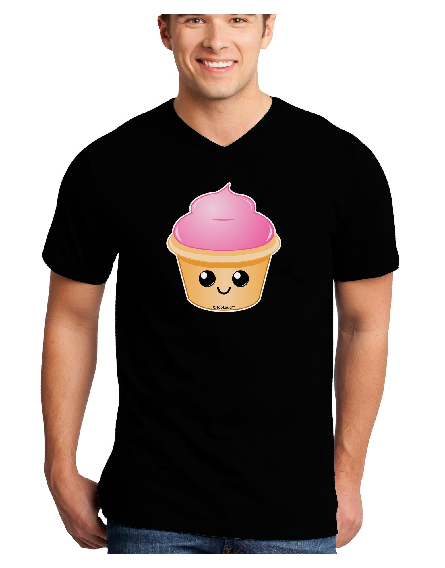 Cute Cupcake Design #2 Adult Dark V-Neck T-Shirt by TooLoud-Mens V-Neck T-Shirt-TooLoud-Black-Small-Davson Sales