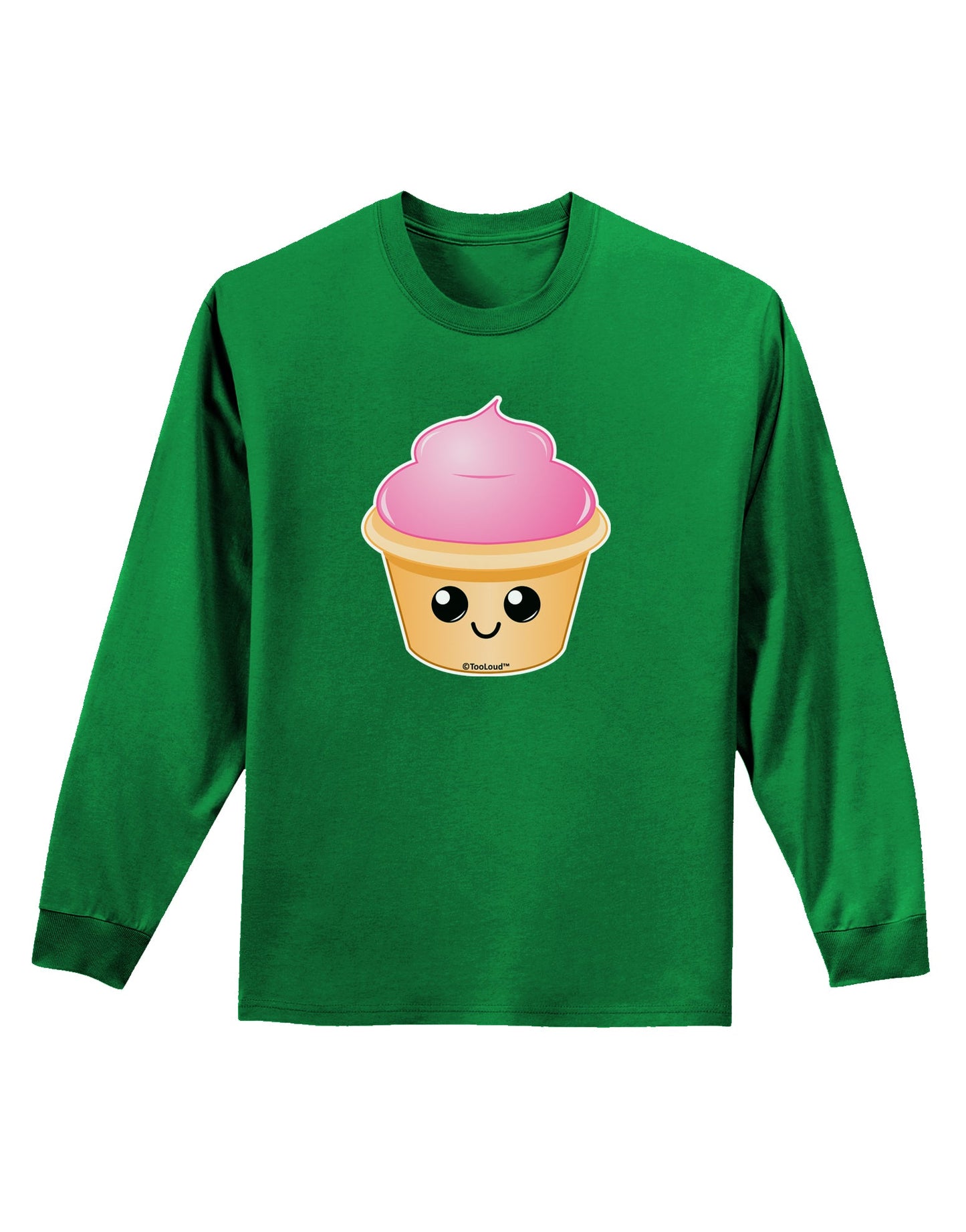 Cute Cupcake Design #2 Adult Long Sleeve Dark T-Shirt by TooLoud-TooLoud-Kelly-Green-Small-Davson Sales