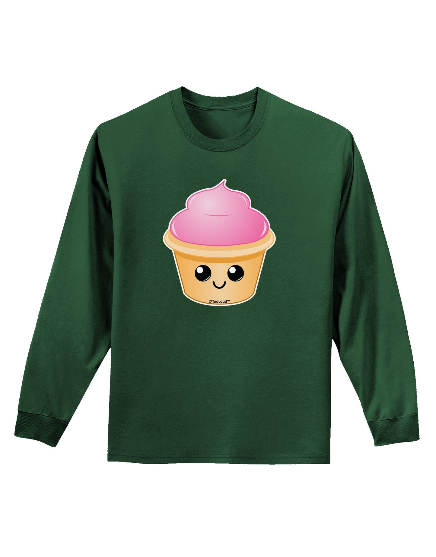 Cute Cupcake Design #2 Adult Long Sleeve Dark T-Shirt by TooLoud-TooLoud-Dark-Green-Small-Davson Sales
