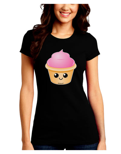 Cute Cupcake Design #2 Juniors Crew Dark T-Shirt by TooLoud-T-Shirts Juniors Tops-TooLoud-Black-Juniors Fitted Small-Davson Sales