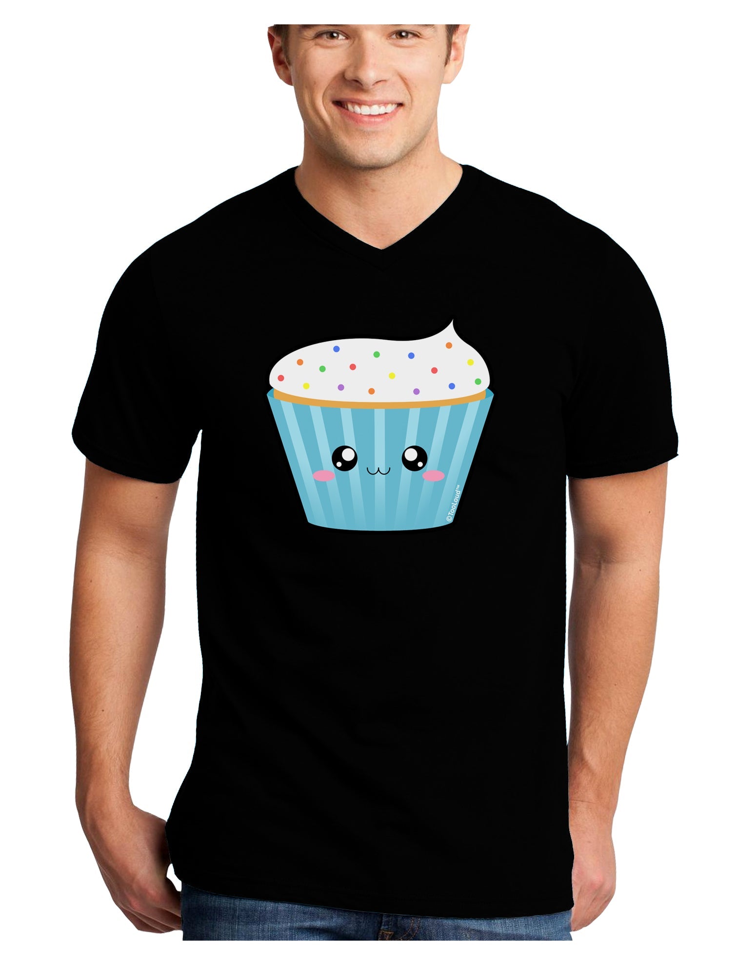 Cute Cupcake with Sprinkles Adult Dark V-Neck T-Shirt by TooLoud-Mens V-Neck T-Shirt-TooLoud-Black-Small-Davson Sales