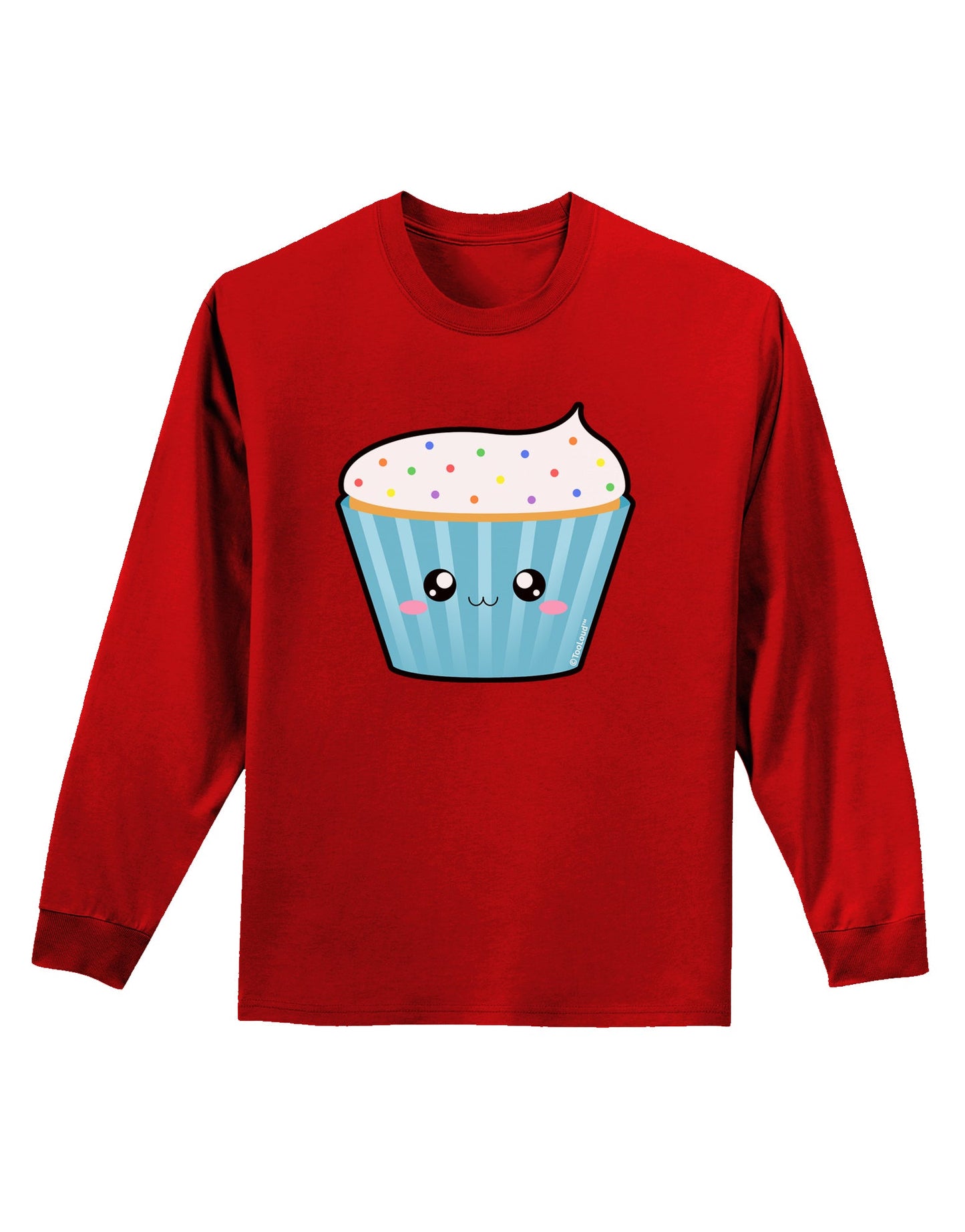 Cute Cupcake with Sprinkles Adult Long Sleeve Dark T-Shirt by TooLoud-TooLoud-Red-Small-Davson Sales