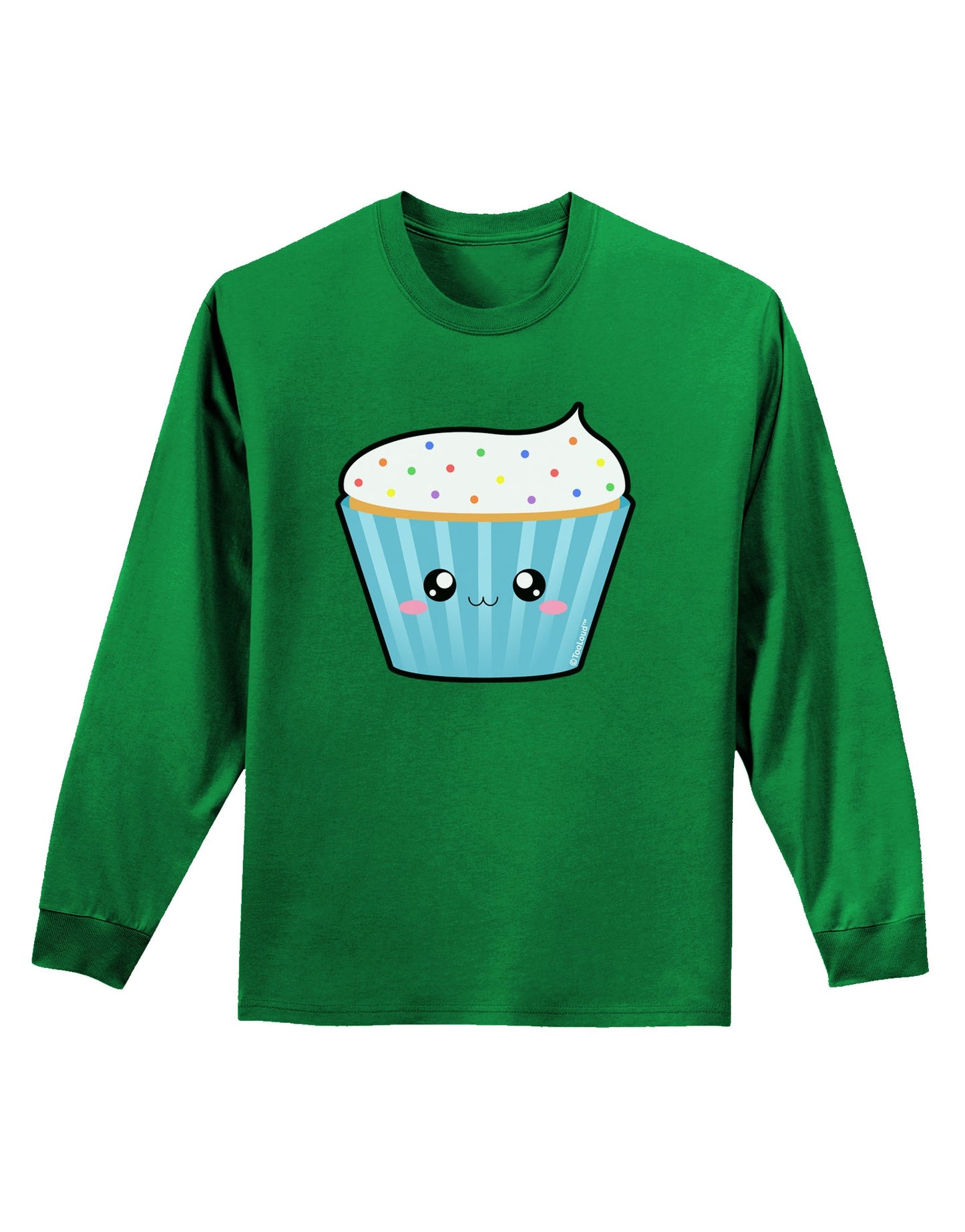 Cute Cupcake with Sprinkles Adult Long Sleeve Dark T-Shirt by TooLoud-TooLoud-Kelly-Green-Small-Davson Sales