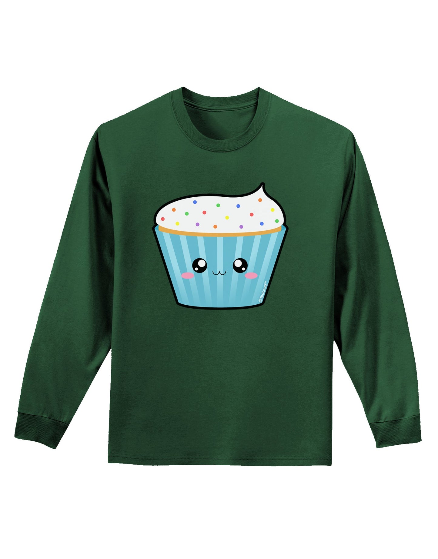 Cute Cupcake with Sprinkles Adult Long Sleeve Dark T-Shirt by TooLoud-TooLoud-Dark-Green-Small-Davson Sales