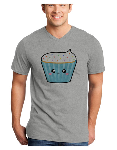 Cute Cupcake with Sprinkles Adult V-Neck T-shirt by TooLoud-Mens V-Neck T-Shirt-TooLoud-HeatherGray-Small-Davson Sales