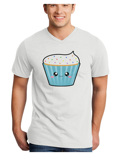 Cute Cupcake with Sprinkles Adult V-Neck T-shirt by TooLoud-Mens V-Neck T-Shirt-TooLoud-White-Small-Davson Sales