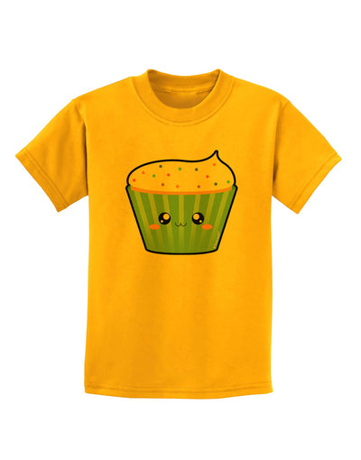 Cute Cupcake with Sprinkles Childrens T-Shirt by TooLoud-Childrens T-Shirt-TooLoud-Gold-X-Small-Davson Sales