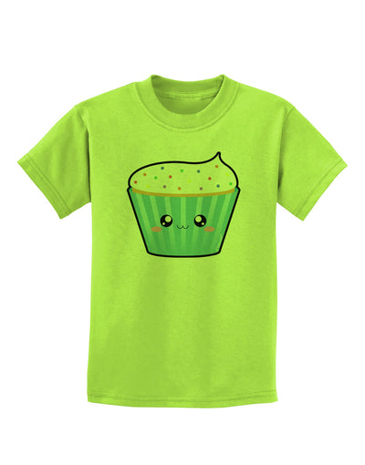 Cute Cupcake with Sprinkles Childrens T-Shirt by TooLoud-Childrens T-Shirt-TooLoud-Lime-Green-X-Small-Davson Sales