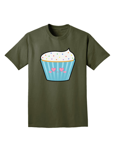 Cute Cupcake with Sprinkles - Heart Eyes Adult Dark T-Shirt by TooLoud-Mens T-Shirt-TooLoud-Military-Green-Small-Davson Sales