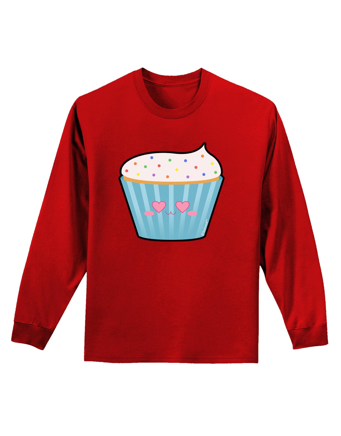 Cute Cupcake with Sprinkles - Heart Eyes Adult Long Sleeve Dark T-Shirt by TooLoud-TooLoud-Red-Small-Davson Sales