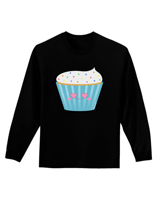 Cute Cupcake with Sprinkles - Heart Eyes Adult Long Sleeve Dark T-Shirt by TooLoud-TooLoud-Black-Small-Davson Sales